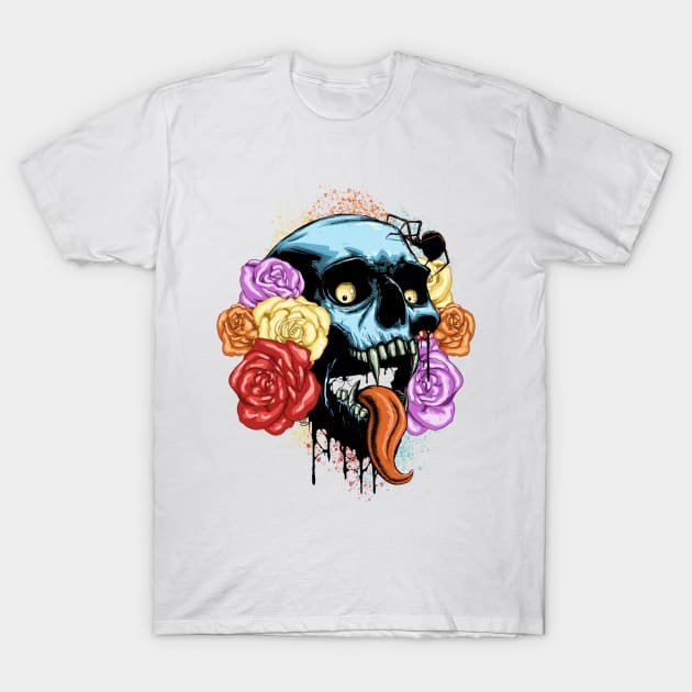 Vampire Flower Skull T-Shirt by mrpsycho